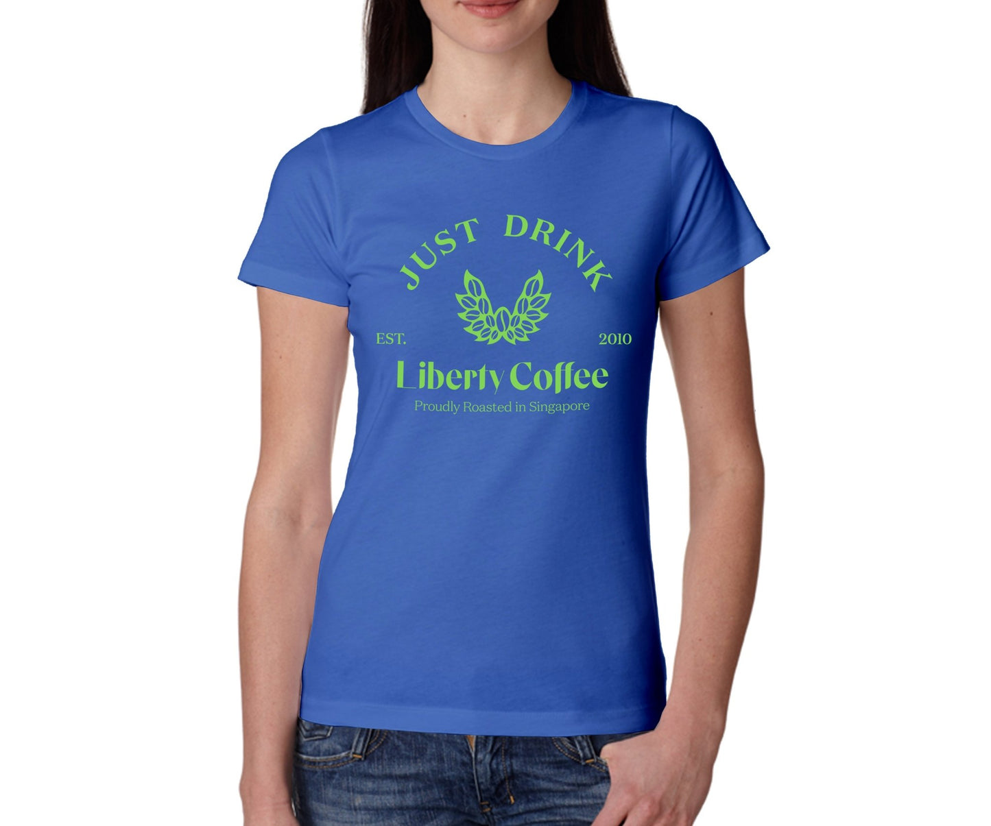 Female Just Drink Liberty Coffee Royal Blue T-Shirt - Liberty Coffee