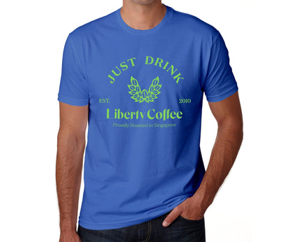 Male Just Drink Liberty Coffee Royal Blue T-Shirt - Liberty Coffee